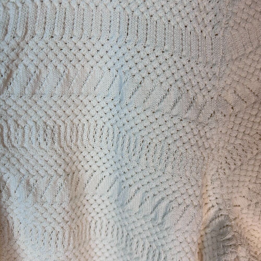Habitual Nordstrom Ivory Pointelle Knit Short Sleeve Cardigan Sweater Size S - Picture 8 of 13